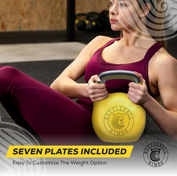 Kettlebell Kings Competition Kettlebells Weight (35mm handle) 8-48 KG | Hand weights Workout Gym Equipment & Strength training sets for Women & Men for Home Gym | Suitable for High Repetition Workouts
