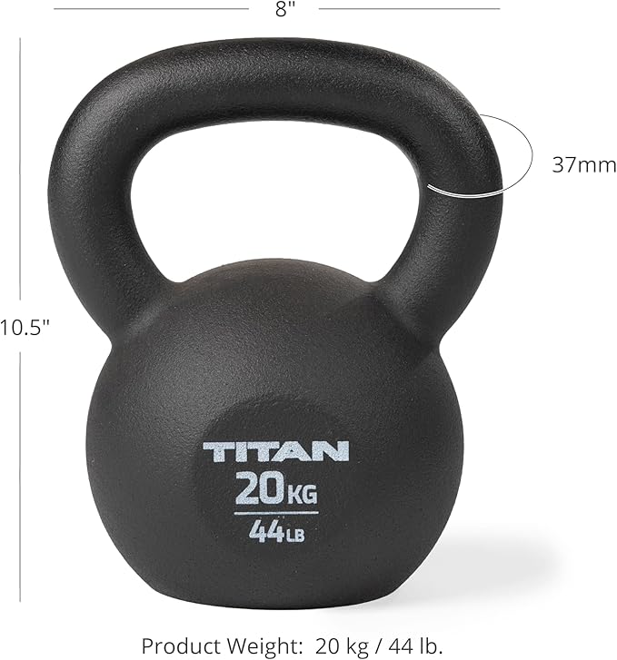 Titan Fitness Cast Iron Kettlebell, Single Piece Casting, KG and LB Markings, Full Body Workout