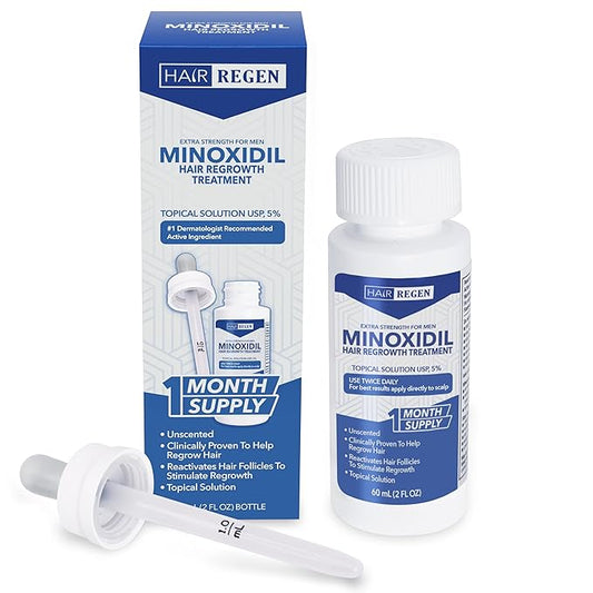 Advanced 5% Minoxidil For Men Hair Regrowth Treatment for Thinning Hair - Hair Loss for Men - 1 Month Supply, Minoxidil Topical Solution So Thicker Fuller Hair Keeps Growing Amazing Results