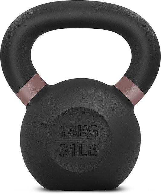 Yes4All Powder Coated Kettlebell, Cast Iron Core Kettlebells with Non-Slip Handle & Flat Bottom for Conditioning, Heavy Duty for Strength Training, 9lb to 71lb - Single & Pair