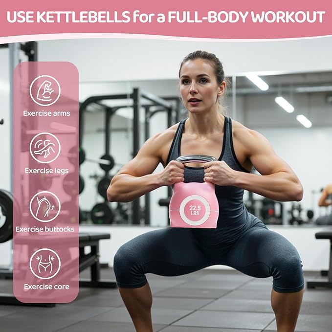 LIFERUN Adjustable Kettlebell Weight Set, 7 Weights, 22.5 lb or 44 lb, Quick-Change Handle for Home Gym, Space-Saving Design for Strength Training