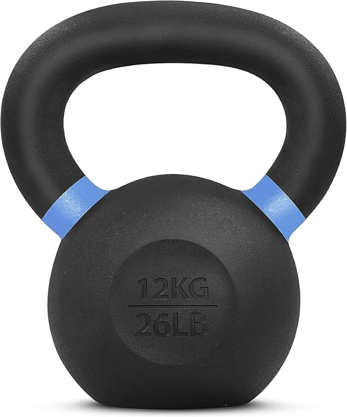 Yes4All Powder Coated Kettlebell, Cast Iron Core Kettlebells with Non-Slip Handle & Flat Bottom for Conditioning, Heavy Duty for Strength Training, 9lb to 71lb - Single & Pair
