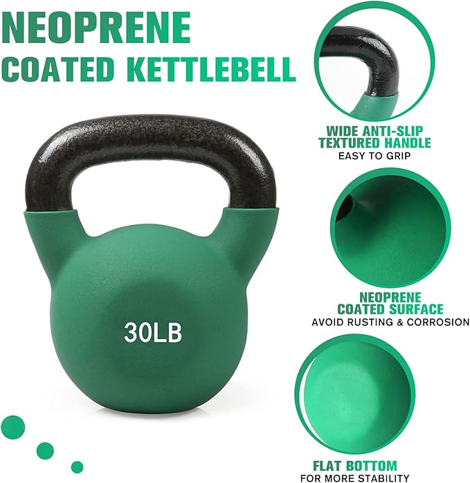 RitFit Neoprene Coated Solid Cast Iron Kettlebell 5 10 15 20 25 30 35 40 45 50 LB, Great for Full Body Workout, Cross-Training, Weight Loss & Strength Training