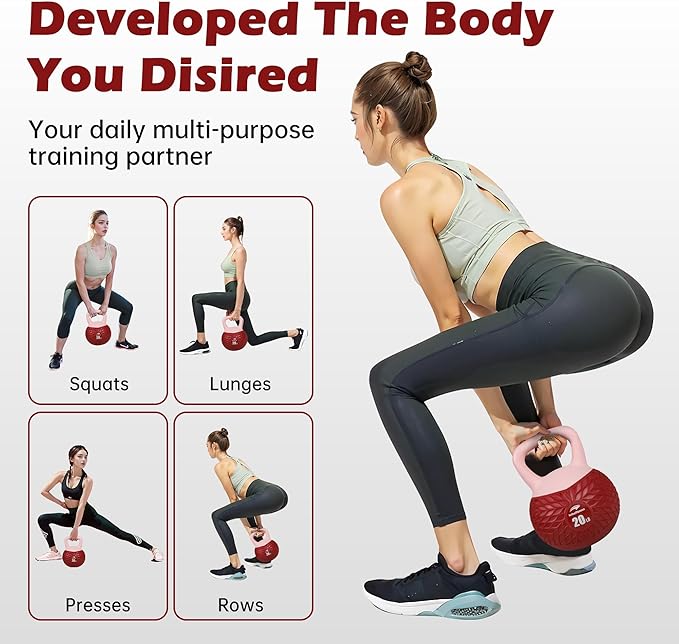 Leikefitness Soft Kettlebells,Anti-Slip Grip Weight for Women and Men,Cushioned Impact-Safe Strength Training Kettlebell,Home workout