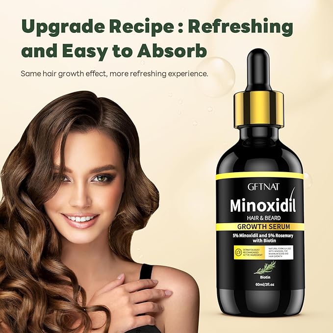 5% Minoxidil with Rosemary for Men and Women Hair Growth,Beard Growth Kit,Scalp Serum for Thicker Fuller Hair