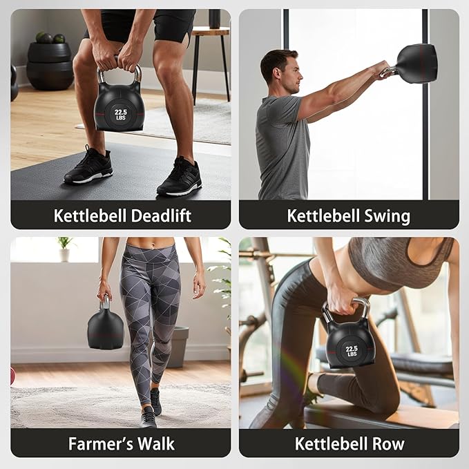 LIFERUN Adjustable Kettlebell Weight Set, 7 Weights, 22.5 lb or 44 lb, Quick-Change Handle for Home Gym, Space-Saving Design for Strength Training