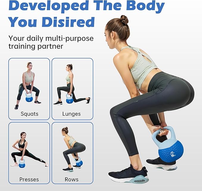 Leikefitness Soft Kettlebells,Anti-Slip Grip Weight for Women and Men,Cushioned Impact-Safe Strength Training Kettlebell,Home workout