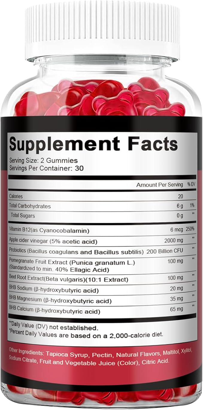 2 Pack Keto ACV Gummies - 4000mg Apple Cider Vinegar Gummies Sugar-Free with Probiotics, B12, Keto Supplements for Women & Men 120 Counts