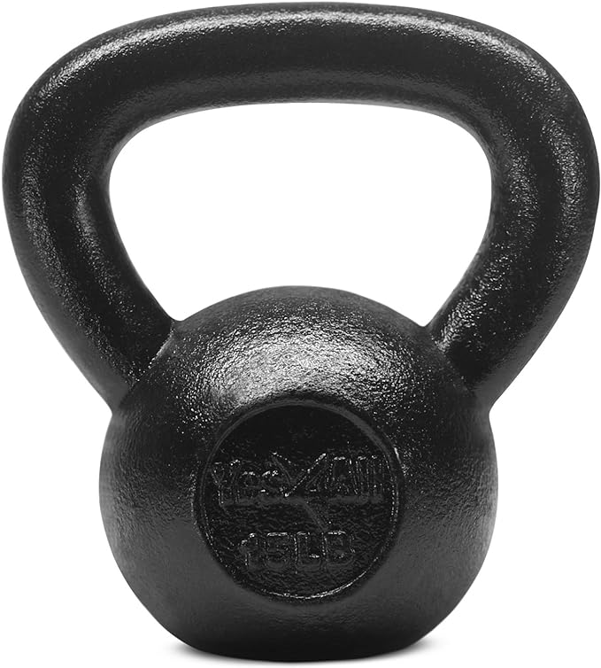 Yes4All Kettlebell Sets, 5 - 10 - 15 - 20 - 25 - 30 LB Cast Iron Strength Training Kettlebells, Wide Handles & Flat Bottom, Multi-Level from Beginners to Pros for Strength Training & Home Gym