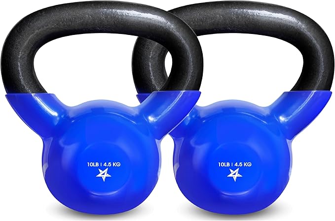Yes4All Kettlebell, 5-100 LB Vinyl Coated Cast Iron Strength Training Kettlebells for Home Gym Exercises, Fitness, Full Body Workout Equipment, Push Ups, and Grip Strength