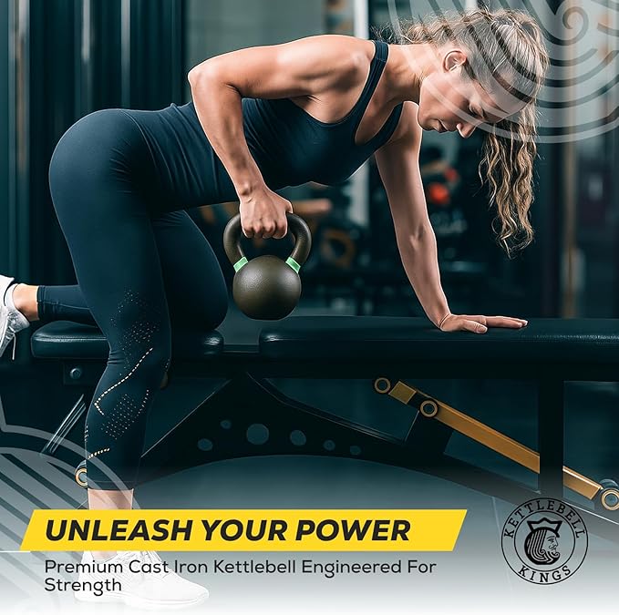 Kettlebell Kings Powder Coated Kettlebell Weights 5-90 LB | Workout Gym Equipment & Strength training sets for Women & Men | Durable Coating for Grip Strength, Rust Prevention
