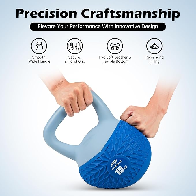 Leikefitness Soft Kettlebells,Anti-Slip Grip Weight for Women and Men,Cushioned Impact-Safe Strength Training Kettlebell,Home workout