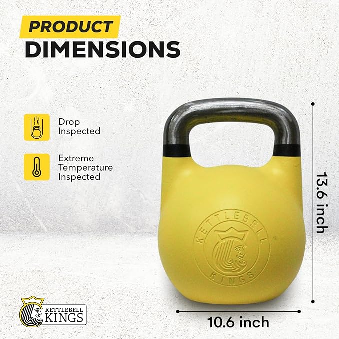 Kettlebell Kings Competition Kettlebells Weight (35mm handle) 8-48 KG | Hand weights Workout Gym Equipment & Strength training sets for Women & Men for Home Gym | Suitable for High Repetition Workouts