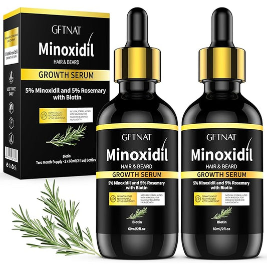 5% Minoxidil with Rosemary for Men and Women Hair Growth,Beard Growth Kit,Scalp Serum for Thicker Fuller Hair