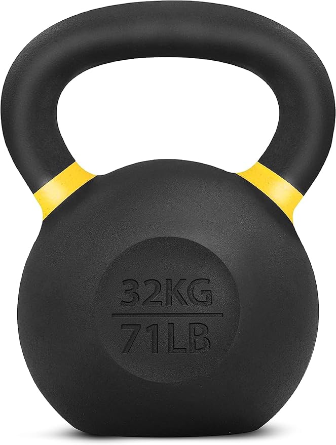 Yes4All Powder Coated Kettlebell, Cast Iron Core Kettlebells with Non-Slip Handle & Flat Bottom for Conditioning, Heavy Duty for Strength Training, 9lb to 71lb - Single & Pair