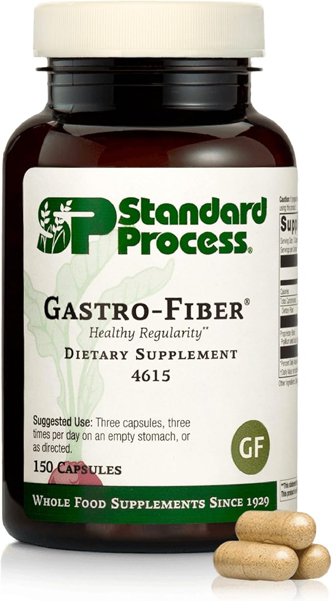 Standard Process Inc. Gastro-Fiber - Whole Food Digestion and Digestive Health, Indigestion, and Cramps with Collinsonia Root, Apple Pectin, and Fennel Seed - 150 Capsules