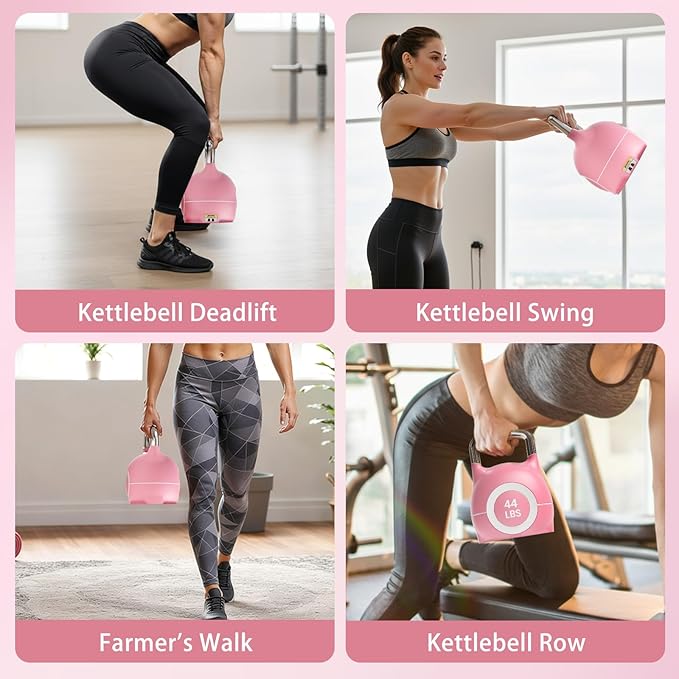 LIFERUN Adjustable Kettlebell Weight Set, 7 Weights, 22.5 lb or 44 lb, Quick-Change Handle for Home Gym, Space-Saving Design for Strength Training