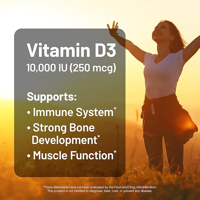 NatureWise Vitamin D3 10,000IU (250 mcg) 90-Day Supply - High Potency for Healthy Immune Support & Muscle Function, Non-GMO, Gluten-Free in Organic Extra Virgin Olive Oil, (Mini Softgel), 90 Count