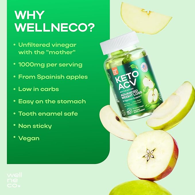 Advanced Keto ACV Gummies for Weight Loss 1000 Mg - Natural GLP-1 Support - Apple Cider Vinegar Gummies Made in USA for Metabolism - ACV, Beet FOS Fiber - Keto Supplement Kelly Clarkson - Sugar Free