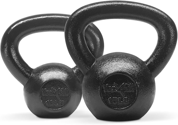 Yes4All Kettlebell Sets, 5 - 10 - 15 - 20 - 25 - 30 LB Cast Iron Strength Training Kettlebells, Wide Handles & Flat Bottom, Multi-Level from Beginners to Pros for Strength Training & Home Gym