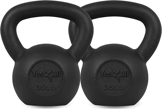 Yes4All 5-80 lbs Cast Iron Kettlebell for Dumbbell Weights Exercises, Gym, Full Body Home Workout Equipment, Push up, Grip and Strength Training