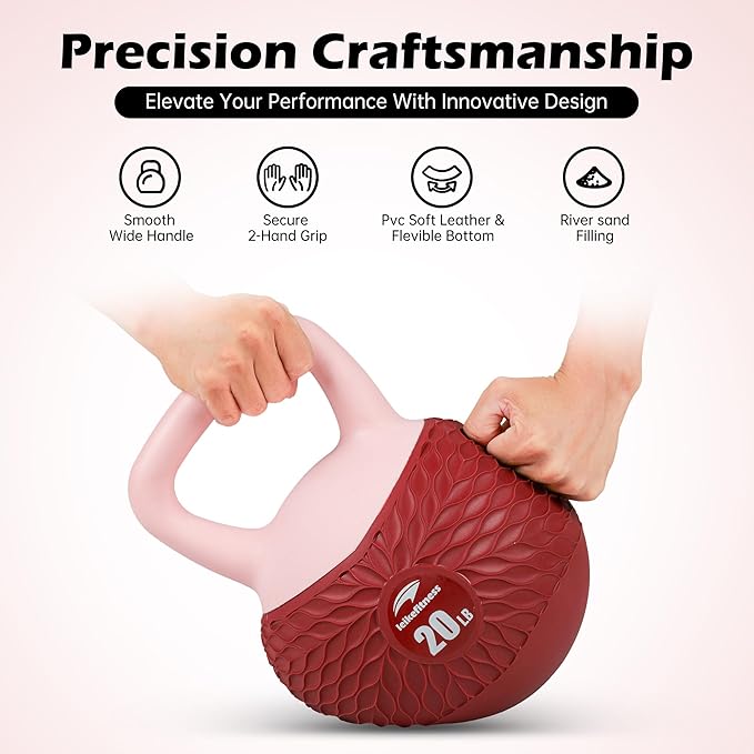 Leikefitness Soft Kettlebells,Anti-Slip Grip Weight for Women and Men,Cushioned Impact-Safe Strength Training Kettlebell,Home workout