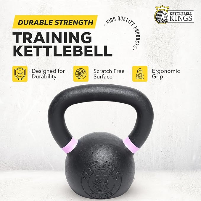 Kettlebell Kings Powder Coated Kettlebell Weights - 9-97 lb Strength Training Kettlebells for Men and Women - Hand Weights Workout Gym Equipment - Weights Set for Home Gym- New