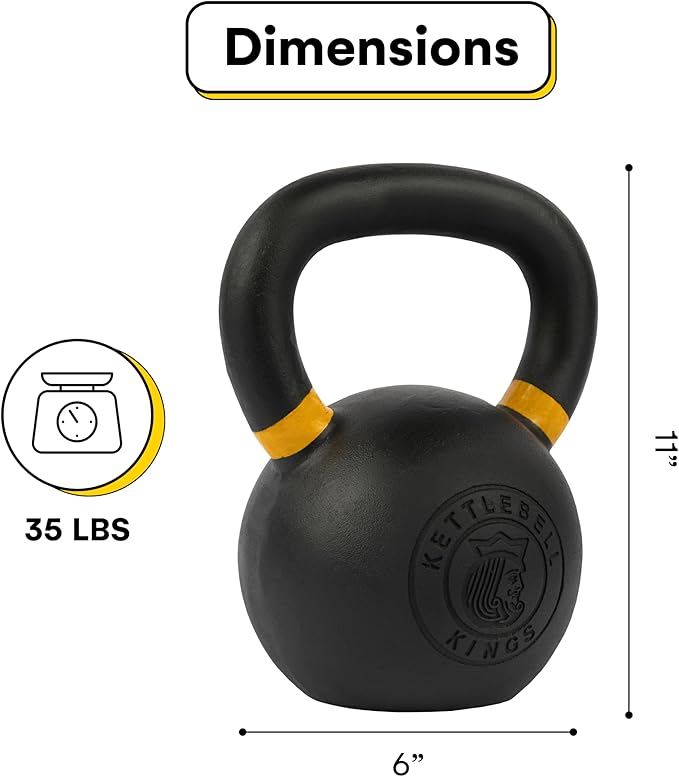 Kettlebell Kings Powder Coated Kettlebell Weights - 9-97 lb Strength Training Kettlebells for Men and Women - Hand Weights Workout Gym Equipment - Weights Set for Home Gym- New