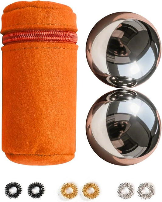 1.5-inch Stainless Steel Chiming Baoding Balls - Hand Exercise Balls for Meditation, Stress Relief, Suitable for Home, Office and Travel (1.5inch)