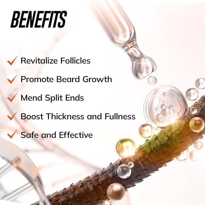 5% Minoxidil Beard Growth Serum for Men: 2-Pack Hair Regrowth Spray with Biotin & Rice Water - Extra Strength Beard Oil for Faster Thicker and Fuller Beard Growth - 4.06 Fl Oz