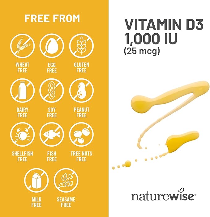 NatureWise Vitamin D3 1000iu (25 mcg) 200-Day Supply for Immune Support, Healthy Muscle Function, and Bone Health - Non-GMO, Gluten Free in Organic Extra Virgin Olive Oil, (Mini Softgel), 200 Count