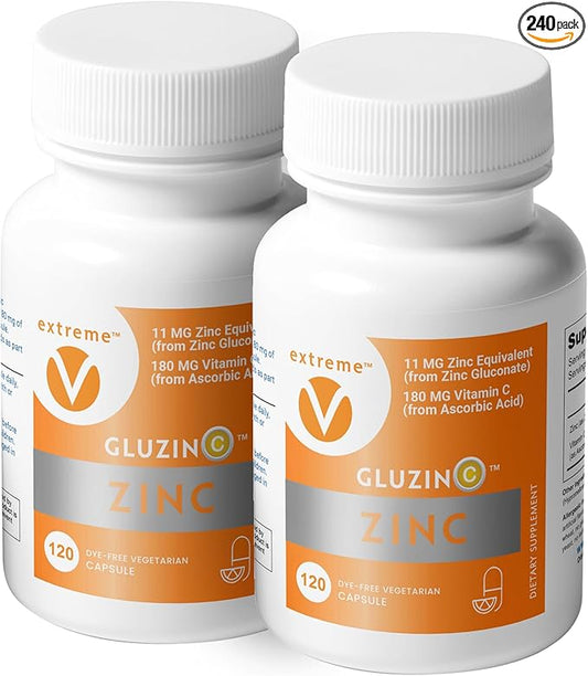 Zinc MG11 + VC | Immune-Friendly Daily Supplement - 11MG Zinc Plus 180MG Vitamin C – (2 Bottles, 240 Vegetarian Capsules)