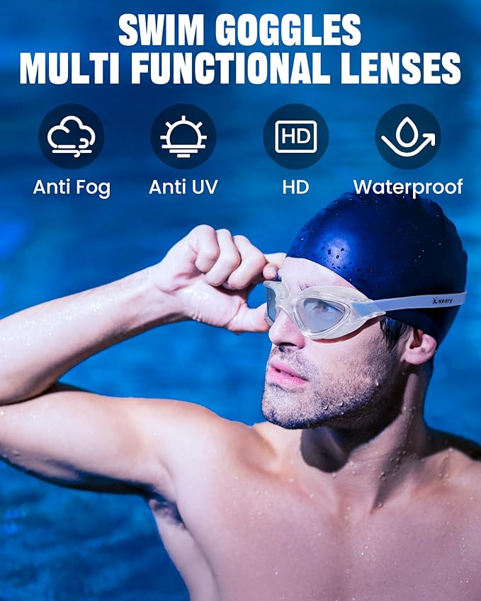 Keary Goggles Swimming Adult Swim Goggles for Men Women Swimming Goggles Youth UV Protection Anti-Fog Pool Water Goggles