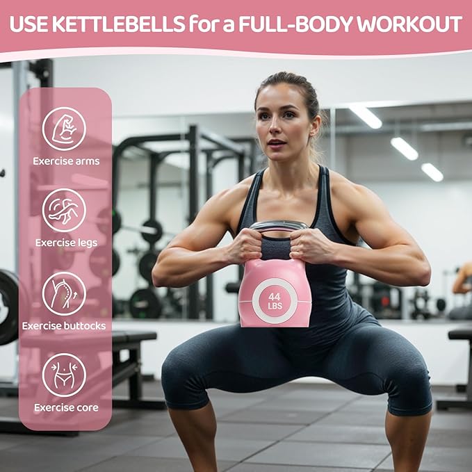 LIFERUN Adjustable Kettlebell Weight Set, 7 Weights, 22.5 lb or 44 lb, Quick-Change Handle for Home Gym, Space-Saving Design for Strength Training