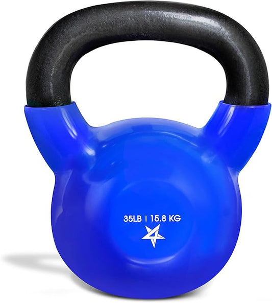 Yes4All Kettlebell, 5-100 LB Vinyl Coated Cast Iron Strength Training Kettlebells for Home Gym Exercises, Fitness, Full Body Workout Equipment, Push Ups, and Grip Strength