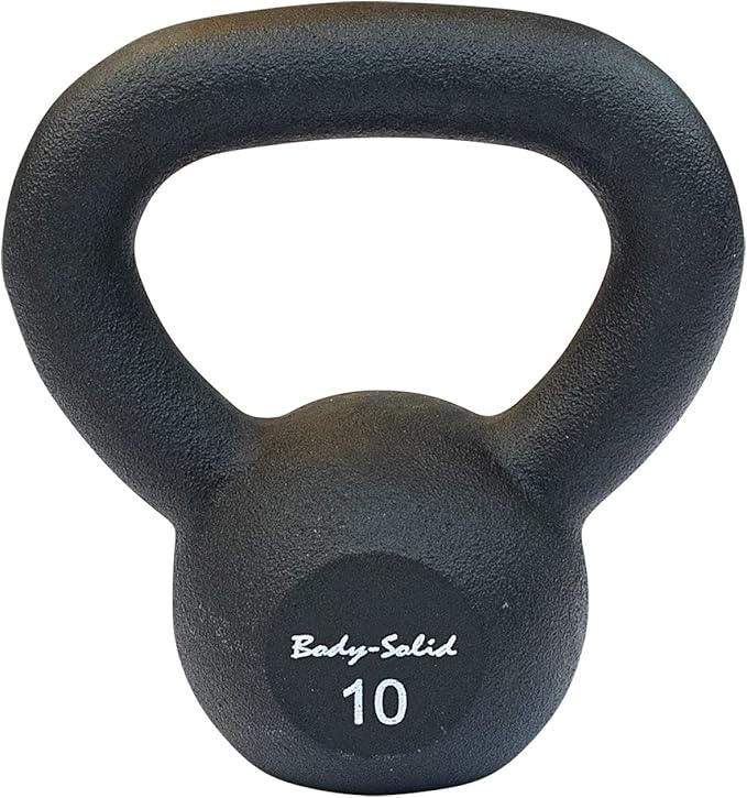 Body-Solid Matte Black Powder Coat Kettlebell with Kettle Grip Handle, Perfect Kettlebells for Weight Training and Core Workout Exercise Equipment