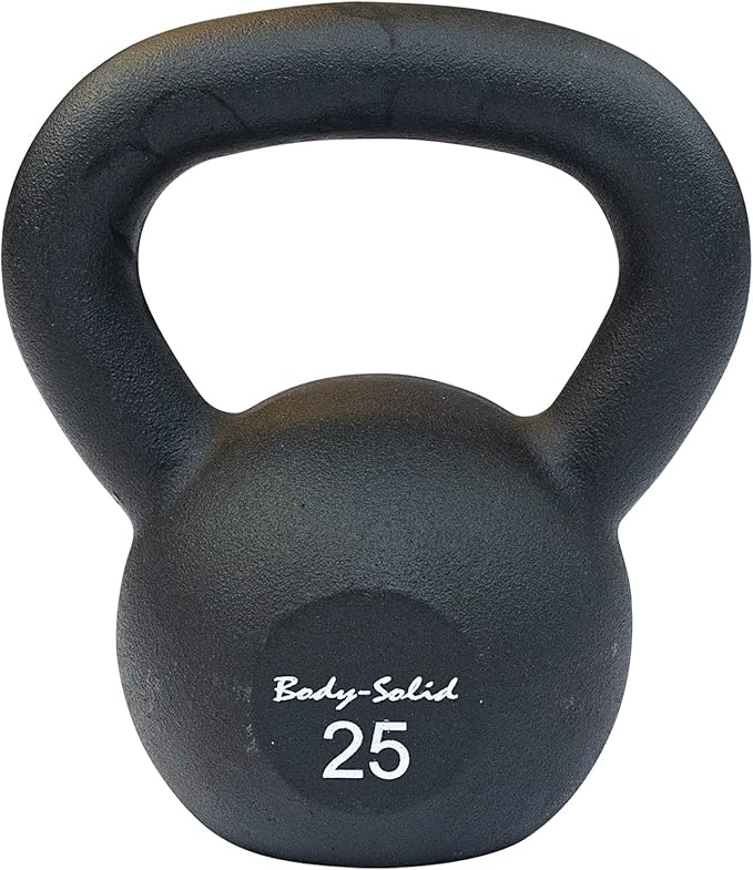 Body-Solid Matte Black Powder Coat Kettlebell with Kettle Grip Handle, Perfect Kettlebells for Weight Training and Core Workout Exercise Equipment