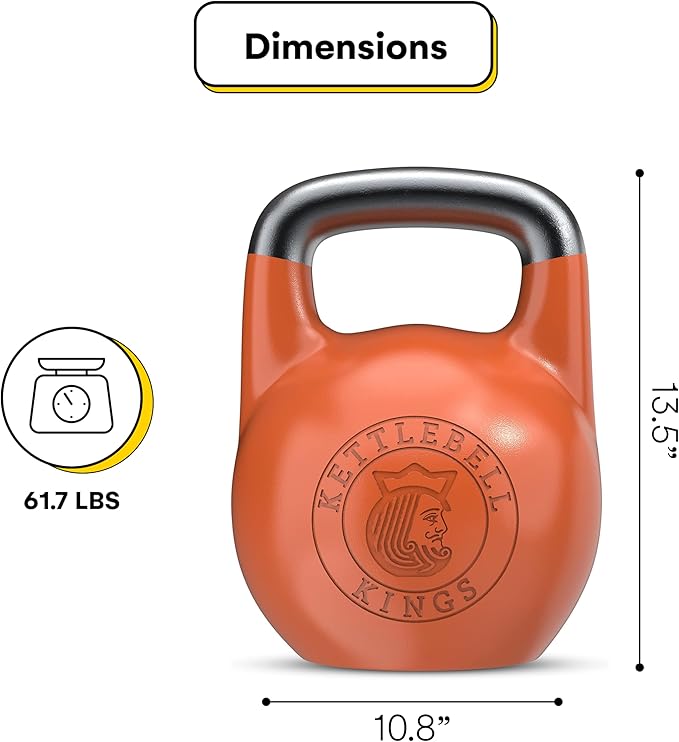 Kettlebell Kings Competition Kettlebells Weight (33mm handle) 4-32 KG | Hand weights Workout Gym Equipment & Strength training sets for Women & Men | Weights set for Home Gym