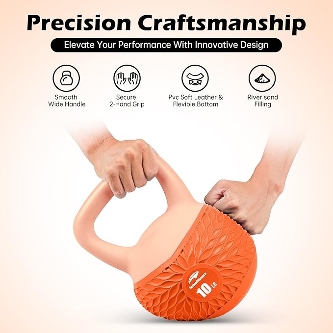 Leikefitness Soft Kettlebells,Anti-Slip Grip Weight for Women and Men,Cushioned Impact-Safe Strength Training Kettlebell,Home workout