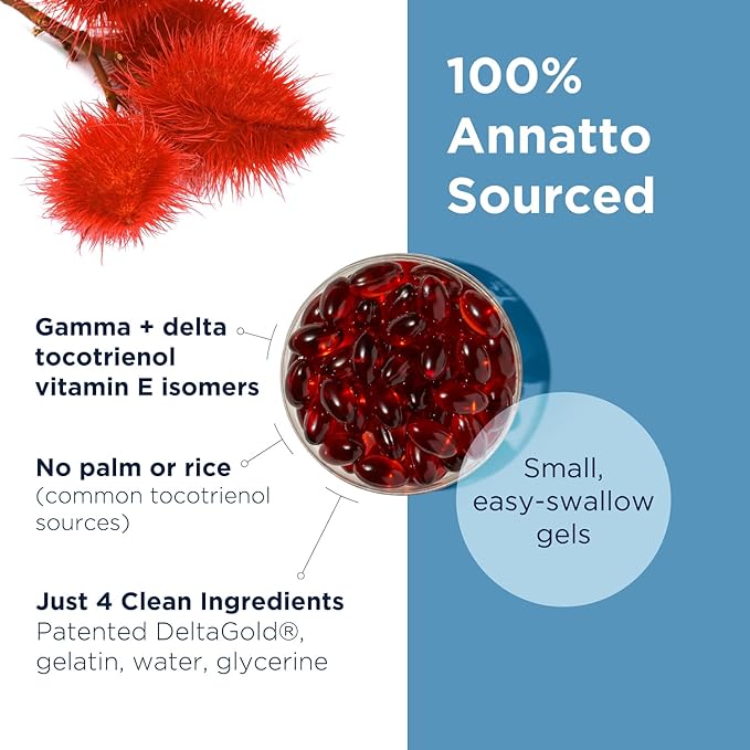 Designs for Health Annatto-E 150mg Tocotrienols - DeltaGold Vitamin E Complex Supplement with Delta + Gamma Tocotrienols - Cardiovascular, Healthy Aging + Antioxidant Support - Non-GMO (30 Softgels)