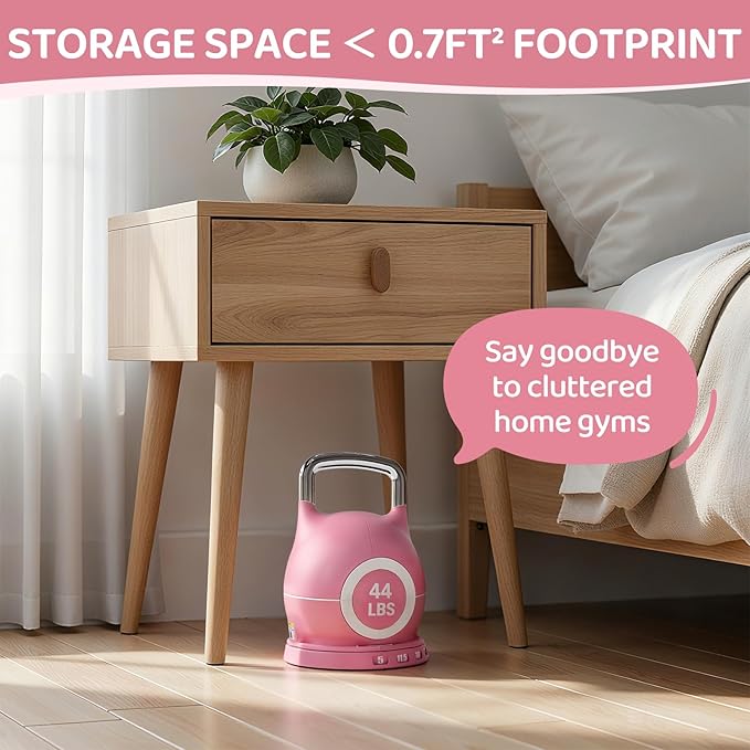 LIFERUN Adjustable Kettlebell Weight Set, 7 Weights, 22.5 lb or 44 lb, Quick-Change Handle for Home Gym, Space-Saving Design for Strength Training