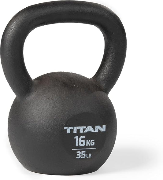 Titan Fitness Cast Iron Kettlebell, Single Piece Casting, KG and LB Markings, Full Body Workout