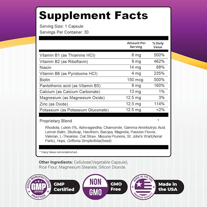 GlucoShield Pro - Natural Supplement with Vitamins B1, B2, B6, Magnesium, Zinc & Calcium | Non-GMO, Stimulant-Free, Easy-to-Take | Made in The USA, GMP-Certified | 30 Capsules, 1 Month Supply