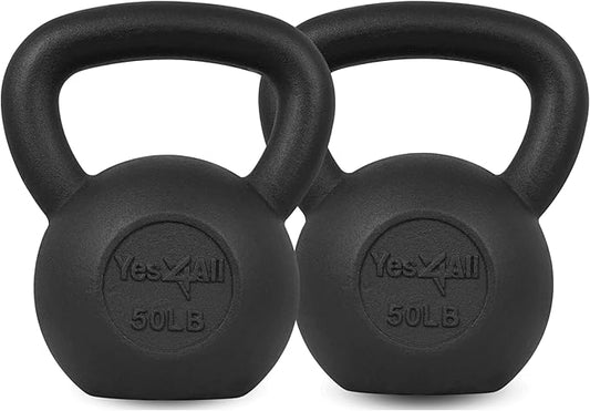Yes4All 5-80 lbs Cast Iron Kettlebell for Dumbbell Weights Exercises, Gym, Full Body Home Workout Equipment, Push up, Grip and Strength Training