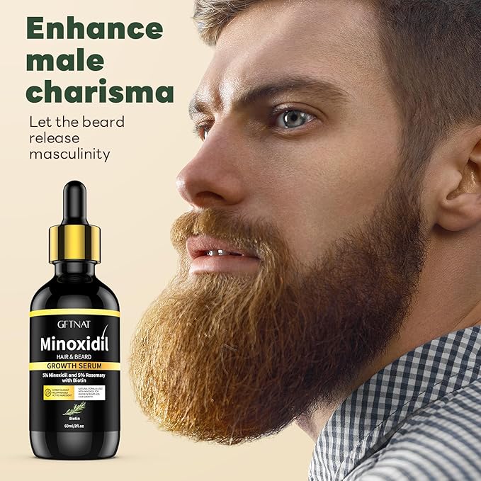 5% Minoxidil with Rosemary for Men and Women Hair Growth,Beard Growth Kit,Scalp Serum for Thicker Fuller Hair
