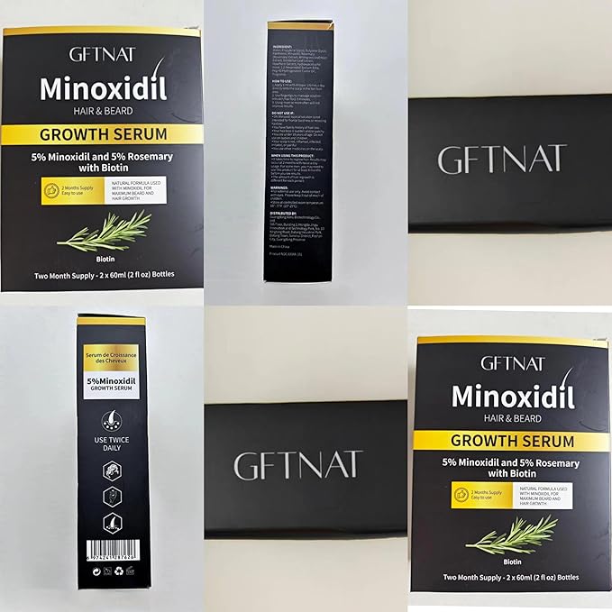 5% Minoxidil with Rosemary for Men and Women Hair Growth,Beard Growth Kit,Scalp Serum for Thicker Fuller Hair
