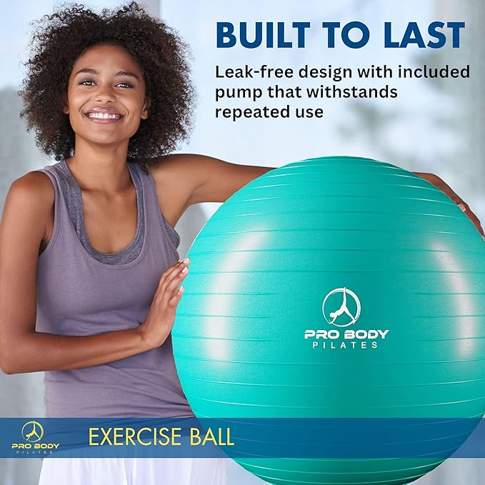 ProBody Pilates Exercise Ball - Multiple Sizes Gym Grade Balance Ball for Fitness, Yoga, Workout, Pregnancy & Physical Therapy