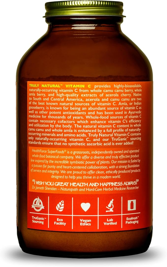 HEALTHFORCE SUPERFOODS Truly Natural Vitamin C - Immune Support Supplement with Camu Camu Berry - Vitamin C Supplement for Immune Health - Vegan, Non-GMO - 400 Grams, 67 Servings (Pack of 2)