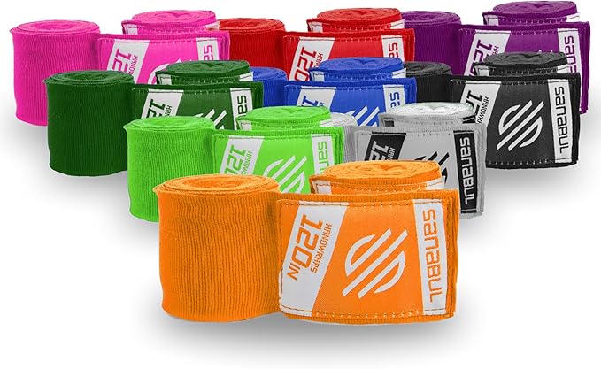 Sanabul Elastic 120 inch Boxing Hand Wraps Kickboxing Handwraps for Boxing Gloves for Men, Women, and Kids Muay Thai MMA Hand Wraps