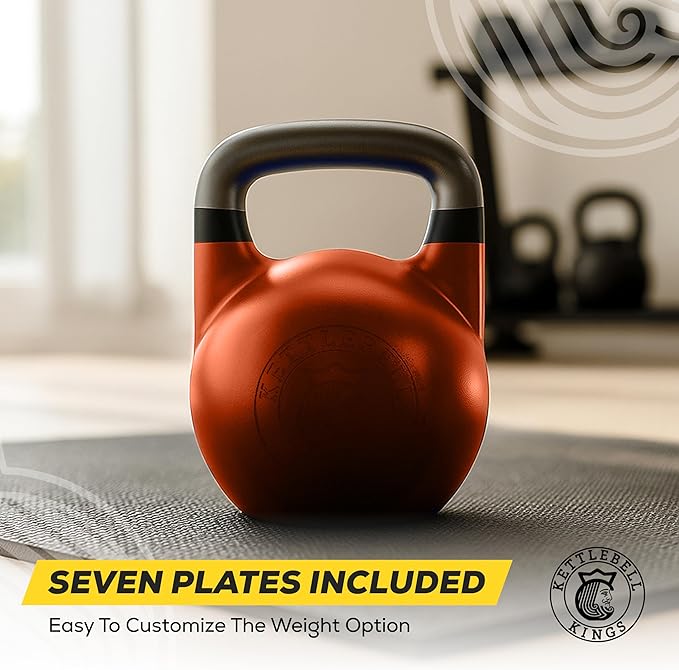 Kettlebell Kings Competition Kettlebells Weight (33mm handle) 4-32 KG | Hand weights Workout Gym Equipment & Strength training sets for Women & Men | Weights set for Home Gym